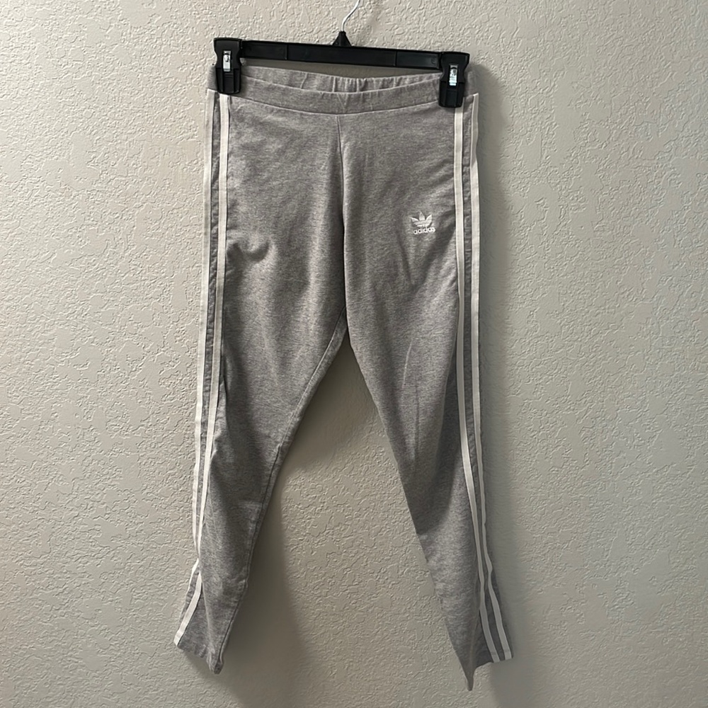 Adidas Originals Trefoil 3 Stripe Leggings Gray Athleisure